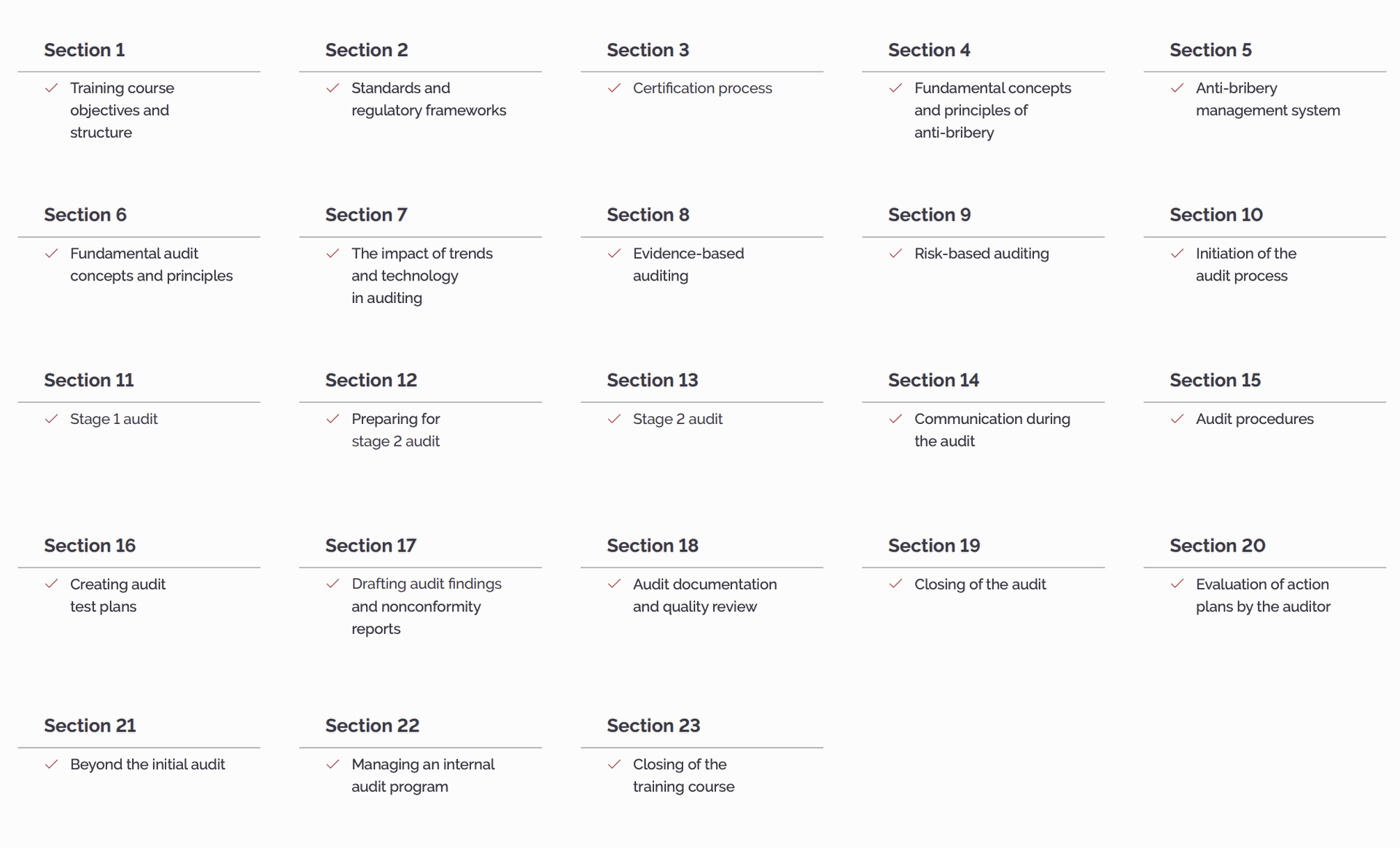 Course agenda